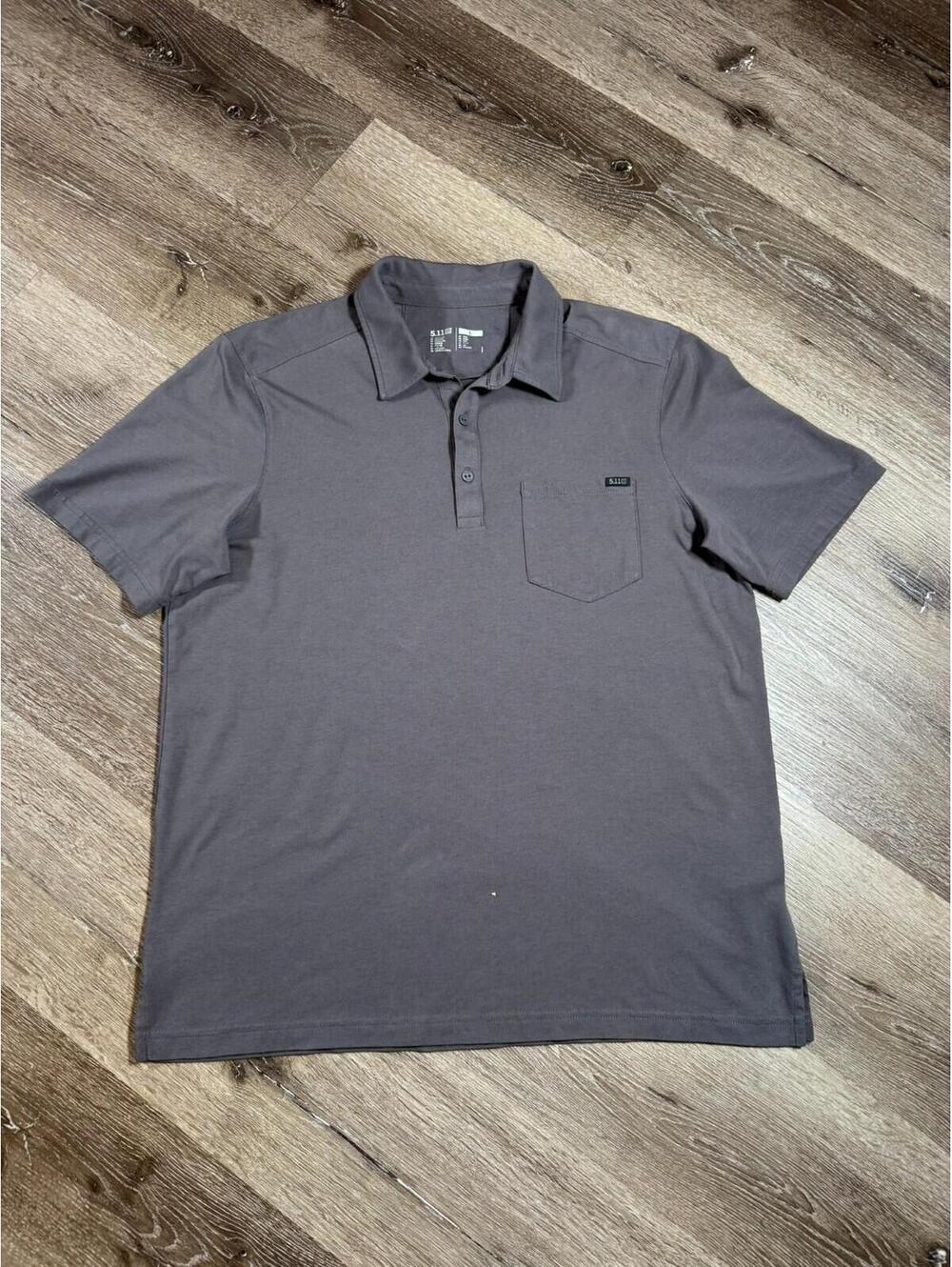 5.11 Tactical Mens Polo Shirt L Gray Short Sleeve Performance Pocket Solid (222)